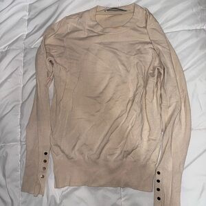 Zara Beige Crewneck Sweater